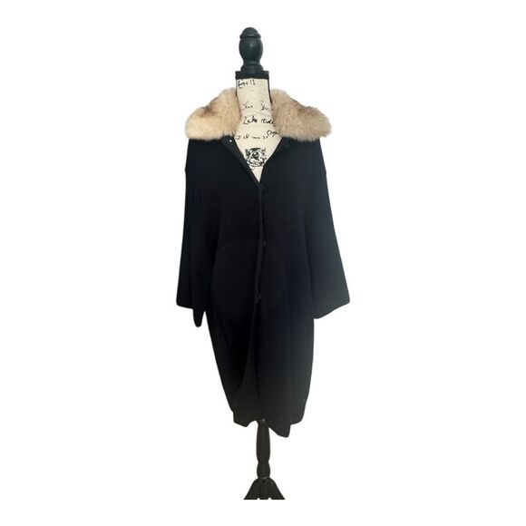 Zara Knit SZ M fur collar oversized winter coat - Picture 3 of 7